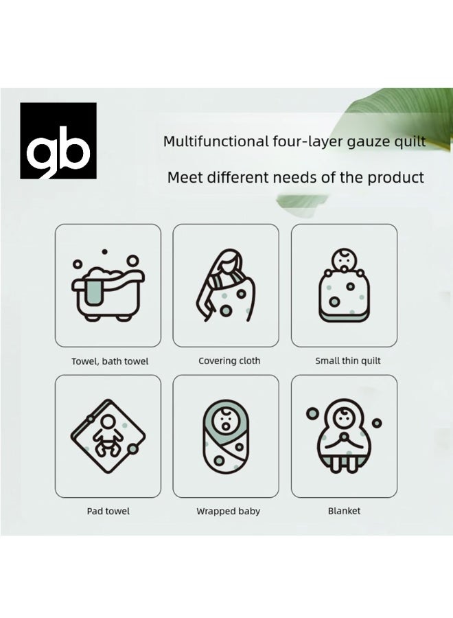 جي بي بطانية لفّ الأطفال من الموسلين من جود بيبي، 4 طبقات، 43 بوصة × 43 بوصة، عبوة من قطعتين، بطانية استقبال للأولاد والبنات، 110 × 110 سم، قابلة للتهوية، لفافة لفّ للأطفال حديثي الولادة، منشفة حمام ناعمة - Image 5